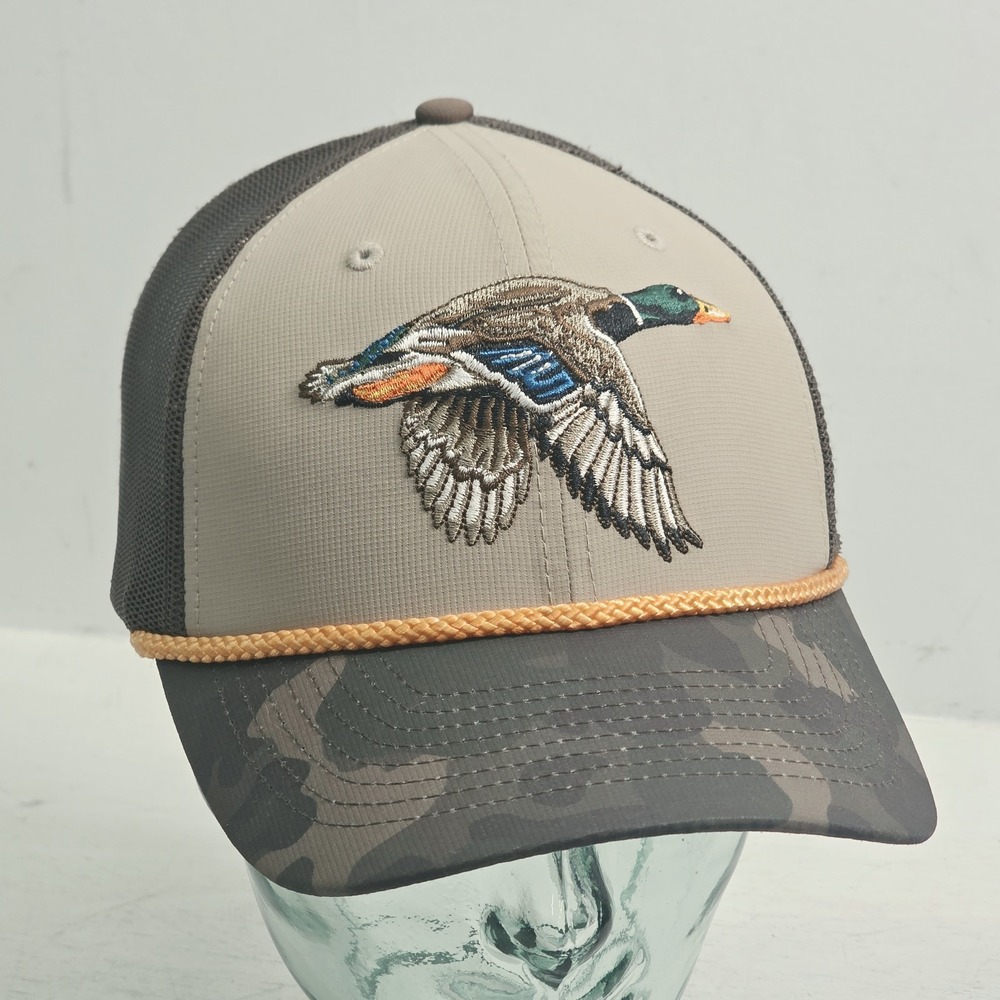 Paramount Outdoors Mallard Drake Duck Hunting Camo Rope Brim Snapback Hat EUC